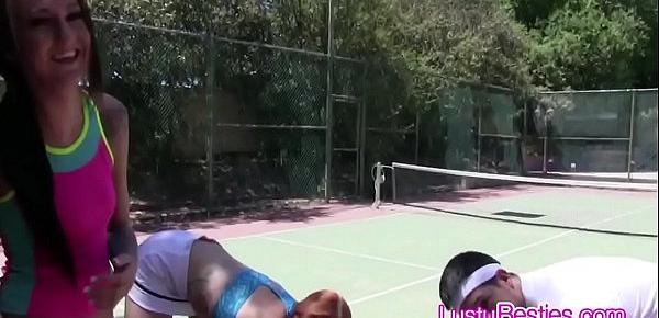  Tennis coach cocks kinky teens on the court